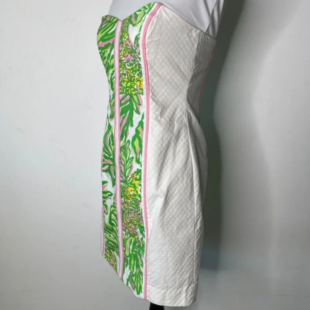 Lilly Pulitzer Angela Strapless Sweetheart Dress Resort White Pink Elephants 2 - Picture 6 of 15